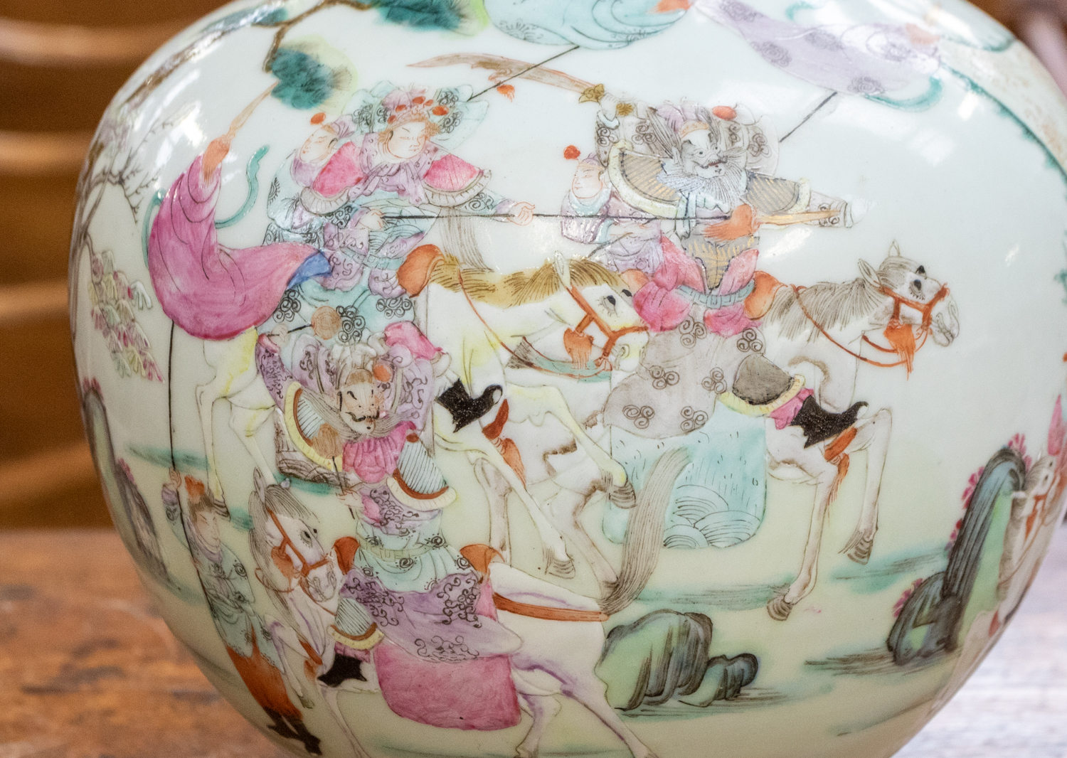 A Chinese Famille Rose porcelain vase, Qinlong seal mark in red but 19th Century, decorated with - Image 8 of 12