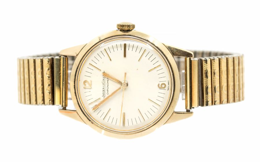 Jaeger Le Coultre- a vintage gents 9ct gold Chronometre Geophysic wristwatch, signed round cream - Image 3 of 4