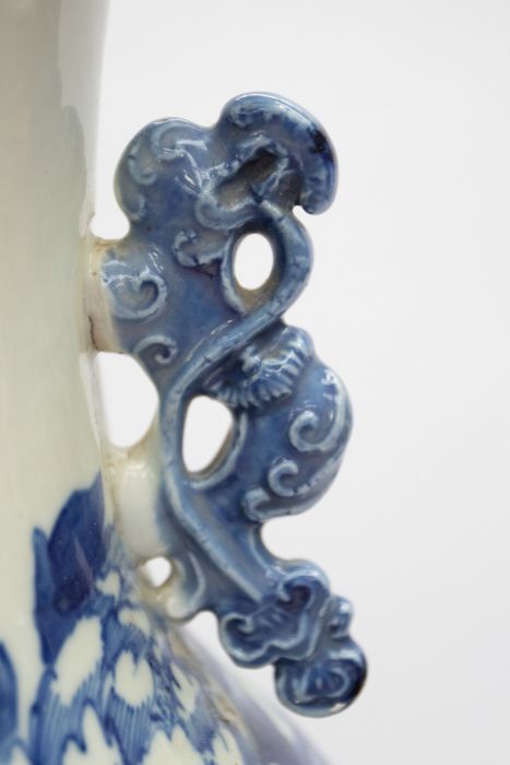 A Chinese porcelain blue and white two handled large baluster phoenix vase, early 20th Century, - Image 5 of 6