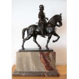 A large marble based bronze / spelter figurine of Bartolomeo Colleoni after the original by Andrea