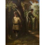 Attributed to Augustus Leopold Egg (1816-1863) Hide and Seek (boy hiding behind a tree) oil on