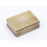 A George III silver gilt snuff box, with engraved baluster border, the body with shaped diamond