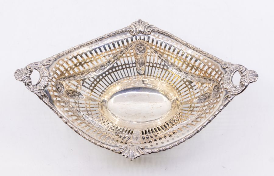 A matched pair of silver Victorian Neo-Classical baskets, border cast with anthemion and bell - Image 3 of 4