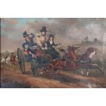 19th Century School  Runaway Coach Scene oil on canvas, 22.5 x 30cm, framed  Further details: