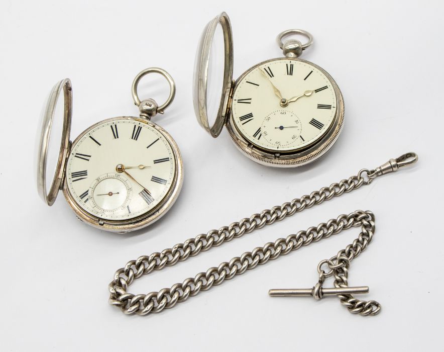 A George IV silver open faced pocket watch, enamel dial with Roman numeral hour markers,