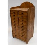 A late 18th/early 19th century pine specimen cabinet with draws to front, shell specimens and