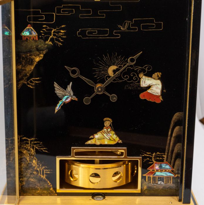 A Jaeger-LeCoultre "Marina" Atmos, the perspex case decorated in the Japanned manner with pagoda, - Image 6 of 7