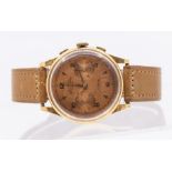 Carrol- a gents vintage 18ct gold Chronograph Suisse wristwatch, 'oversize' model, comprising a