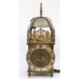 Lantern clock inscribed John Harford Bath with alarm. With 6 2/8" dial, alarm disc and single