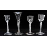 Four Georgian air twist stem cordial or ratafia glasses (4) Further Details: Slight general wear,