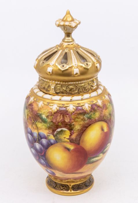 A 20th Century Royal Worcester pot pourri vase, with interior cover and large Crown shaped