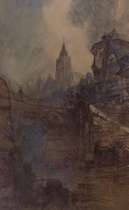 Paul Marny (1829-1914) Regneville-sur-Mer watercolour, 46.5 x 29cm  signed, inscribed and dated 1880