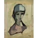 Tadeusz Was (Polish 1912-2005)  Untitled - portrait of a Woman mixed media, 43 x 35cm  signed