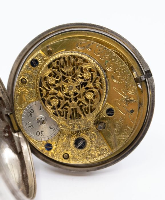 A George III pair case pocket watch by John Gale, comprising a white enamel dial with roman - Image 2 of 2