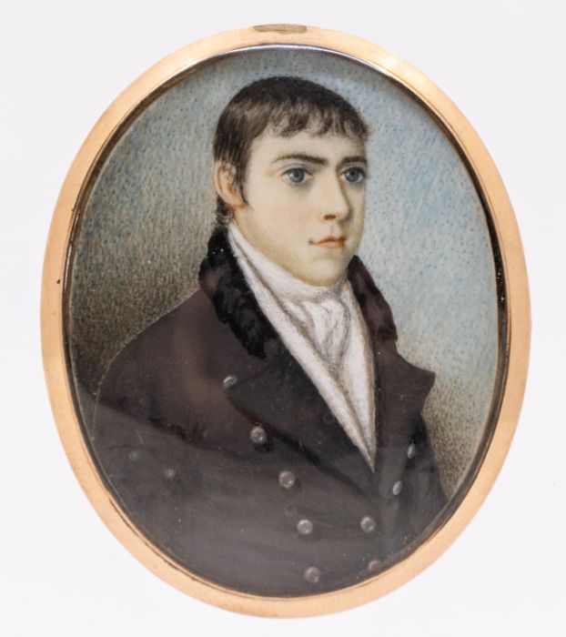 Early 19th Century School Portrait miniature of a Gentleman oval, 6cm long, gilt metal frame  This