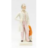 A 19th Century Staffordshire figure of Arthur Wellesley, Duke of Wellington, in standing pose,