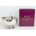 A Modern silver large Monteith style rose bowl, plain body cast shell and reeded cut card border,