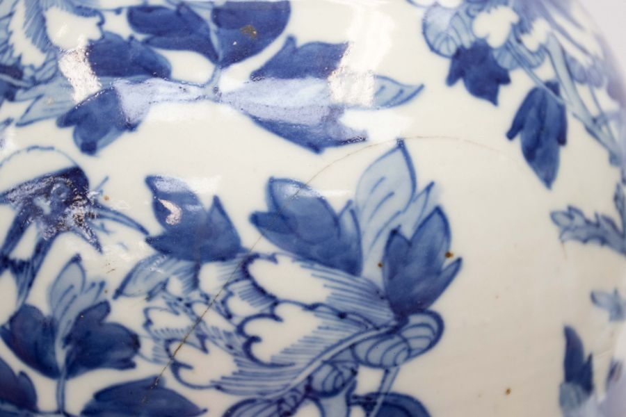 A Chinese porcelain blue and white two handled large baluster phoenix vase, early 20th Century, - Image 3 of 6