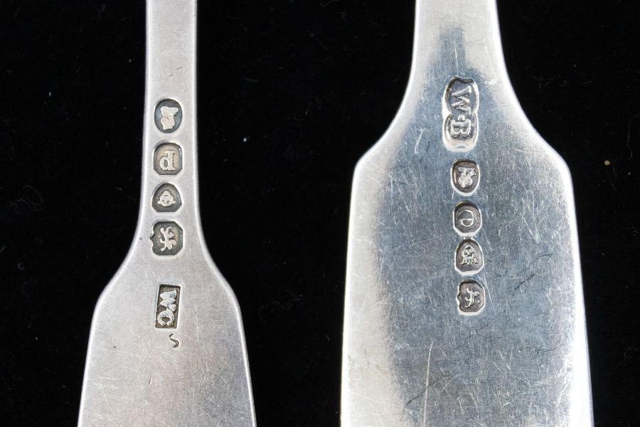 A collection of fiddle pattern silver forks to include; a trio of London, 1830, William Chawner - Image 2 of 2