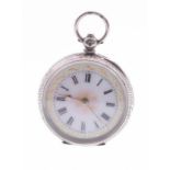 An early 20th century ladies open faced pocket watch, comprising a white enamel dial with Roman