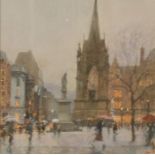 Robert "Bob" Richardson (b. 1958) Albert Square, Manchester pastel, 42 x 42cm signed lower right,