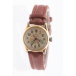 Rolex- a 1940's Rolex Oyster Centregraph gold plated manual wind wristwatch, comprising a signed