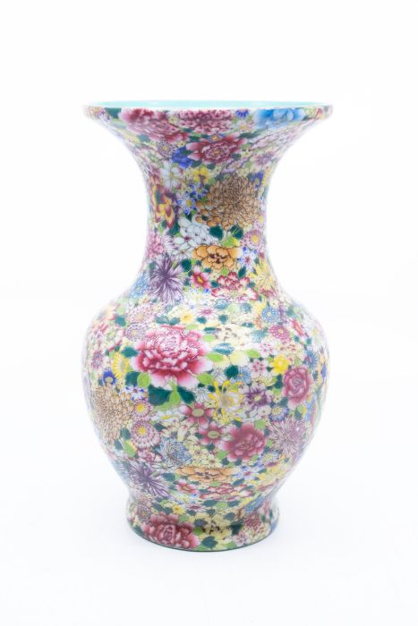 A Chinese millefiori baluster vase, blue seal mark of Qianlong but 20th Century, 24cm high x 13cm