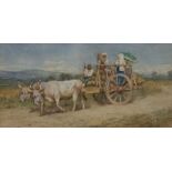 Henry Enrico Coleman (Italian, 1846-1911) Bringing in the Harvest (cart with female figures, pair of