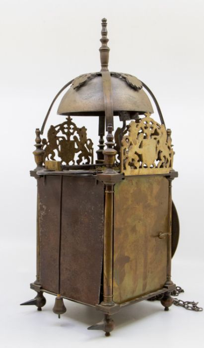 Lantern clock inscribed John Harford Bath with alarm. With 6 2/8" dial, alarm disc and single - Image 3 of 4