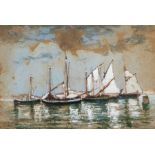 Clara Montillia (19th Century) Fishing boats gouache on paper laid on panel, 16.5 x 24.5cm  signed