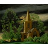Derbyshire Interest: Marion Adnams (1898-1995) Mackworth in Spring 1945 (Mackworth Church) oil on