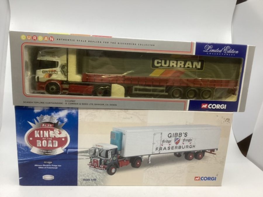 Corgi truck boxed sets : kings of the road cc12503 Gibbs Atkinson ,Curran Scania cc12907 top line