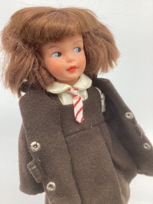Pedigree Sindy Patch vintage 1966  sister doll in school uniform and her white bow shoes and her