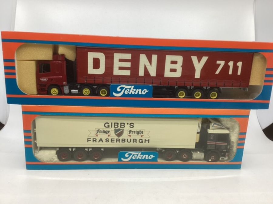 Tekno toy model trucks scale 1;50: Denby 09/1996 49 burgundy livery and Gibbs fridge freezer DAF - Image 2 of 4