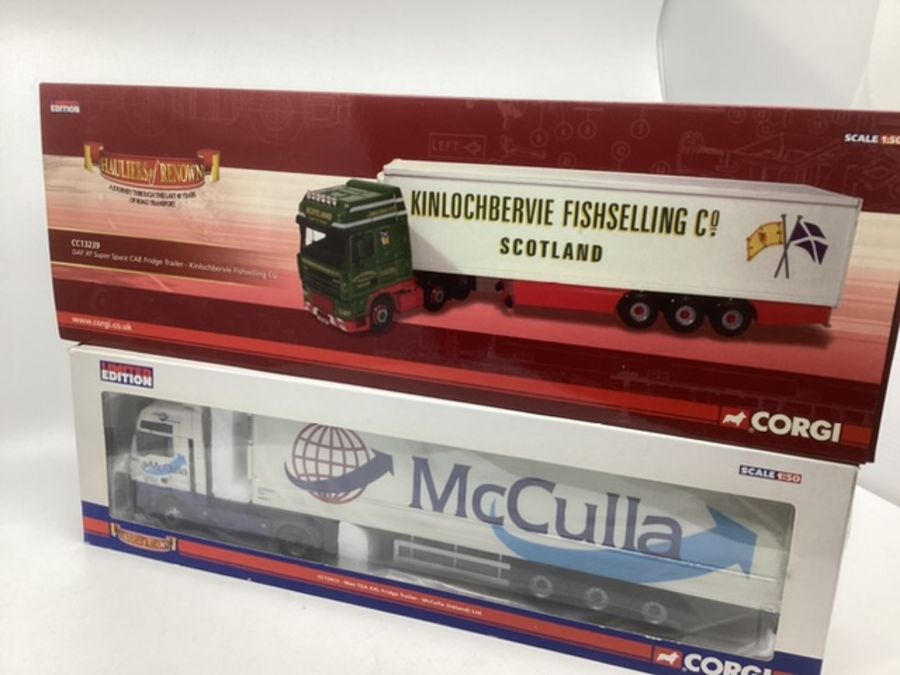 Corgi trucks boxed and unused to include a cc 13239 DAF kinlochberne superspace fishselling truck