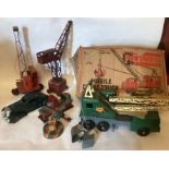 Marx Mobile Truck and other tinplateTriang Lines cranes car and toys in played with vintage