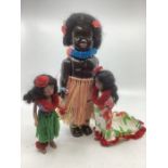 Antique Black composition hula girl doll in original condition with painted body and face, and 2