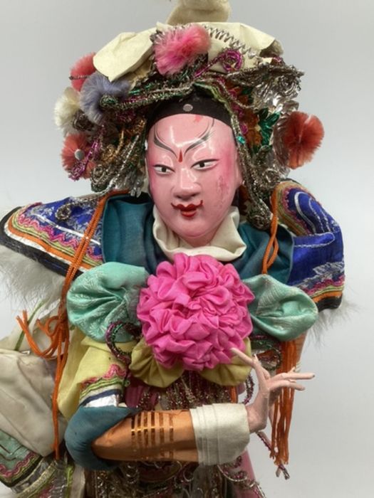 Large Intricate Vintage antique Painted head doll from Singapore 1950s dressed in wonderful