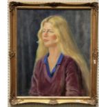 Margery Van Duyn (20th century) ' Girl with Golden Hair' Oil on board, signed and dated, 1979