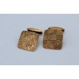 A pair of 9ct gold vintage textured cufflinks, approximate weight 9.8gm