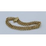 A 9ct gold three row belcher bracelet, weight approximately 7.6gm