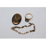 A 9ct gold paste set ring long with a 375 stamped bracelet (ring approximate weight 5.2gm,