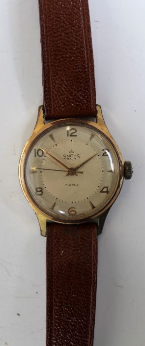 A 1950's Smiths Deluxe seventeen jewels wristwatch. With engraving of Rotol Ltd 1937-1957 to the