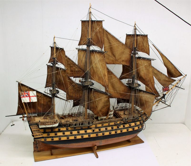 ***WITHDRAWN*** HMS Victory: A wooden, handmade model of HMS Victory 1805, upon wooden base, - Image 3 of 3