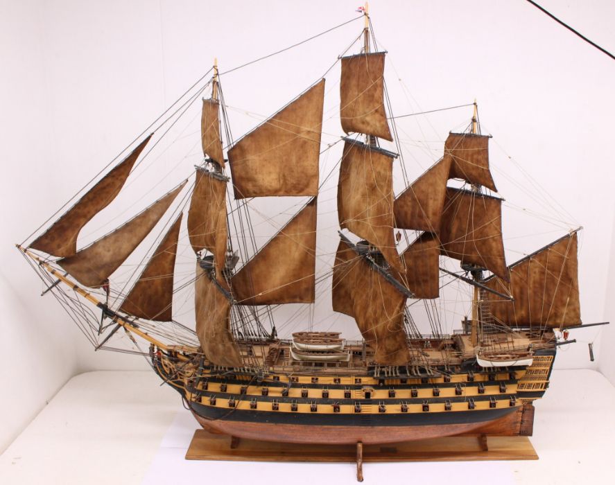 ***WITHDRAWN*** HMS Victory: A wooden, handmade model of HMS Victory 1805, upon wooden base,