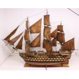 ***WITHDRAWN*** HMS Victory: A wooden, handmade model of HMS Victory 1805, upon wooden base,