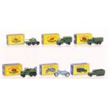 Matchbox: A collection of six boxed Matchbox vehicles to comprise: Saladin Armoured Car 67, Army