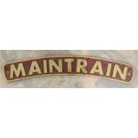 Railwayana: An original cast iron diesel locomotive plaque, 'Maintrain', measuring approx. 72cm