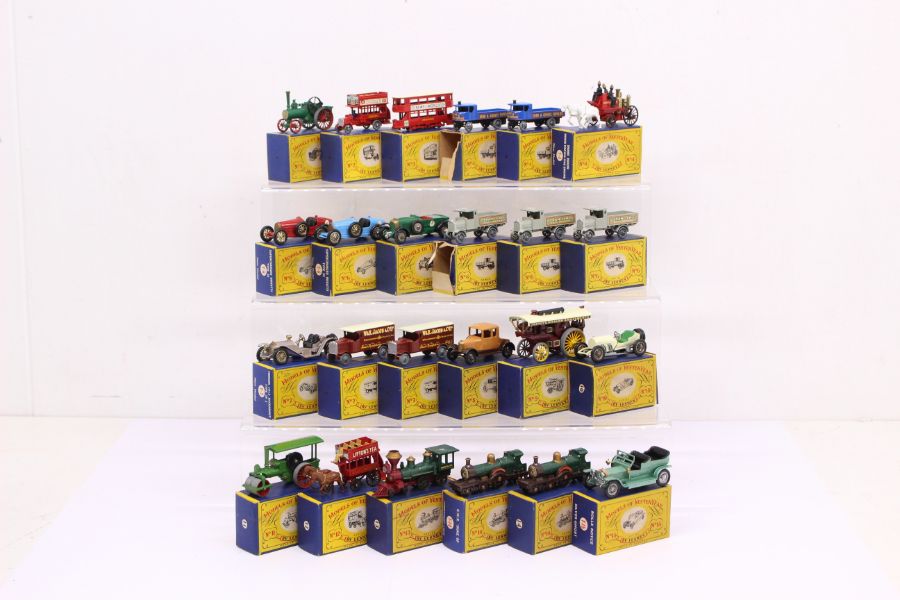 Matchbox: A collection of twenty-four boxed vintage Matchbox Models of Yesteryear vehicles. Original