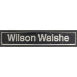 Railwayana: An original railway locomotive sign from the 'Wilson Walshe' locomotive, No. 56302,